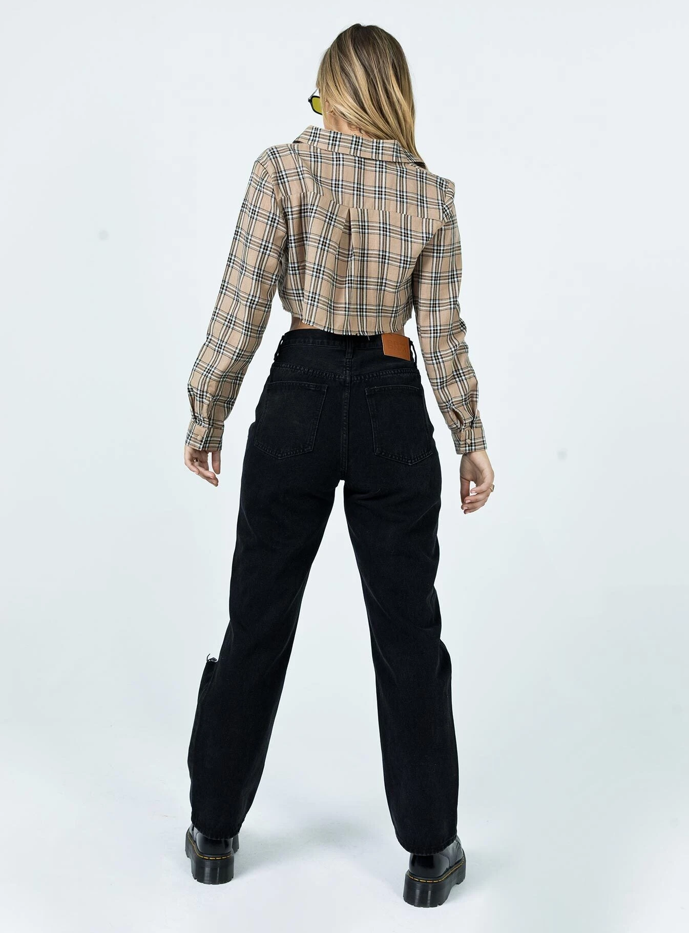 Princess Polly Holly Asymmetric Ripped Leg Jeans Black Denim 7 Princess Polly Holly Asymmetric Ripped Leg Jeans Black Denim - Image 5