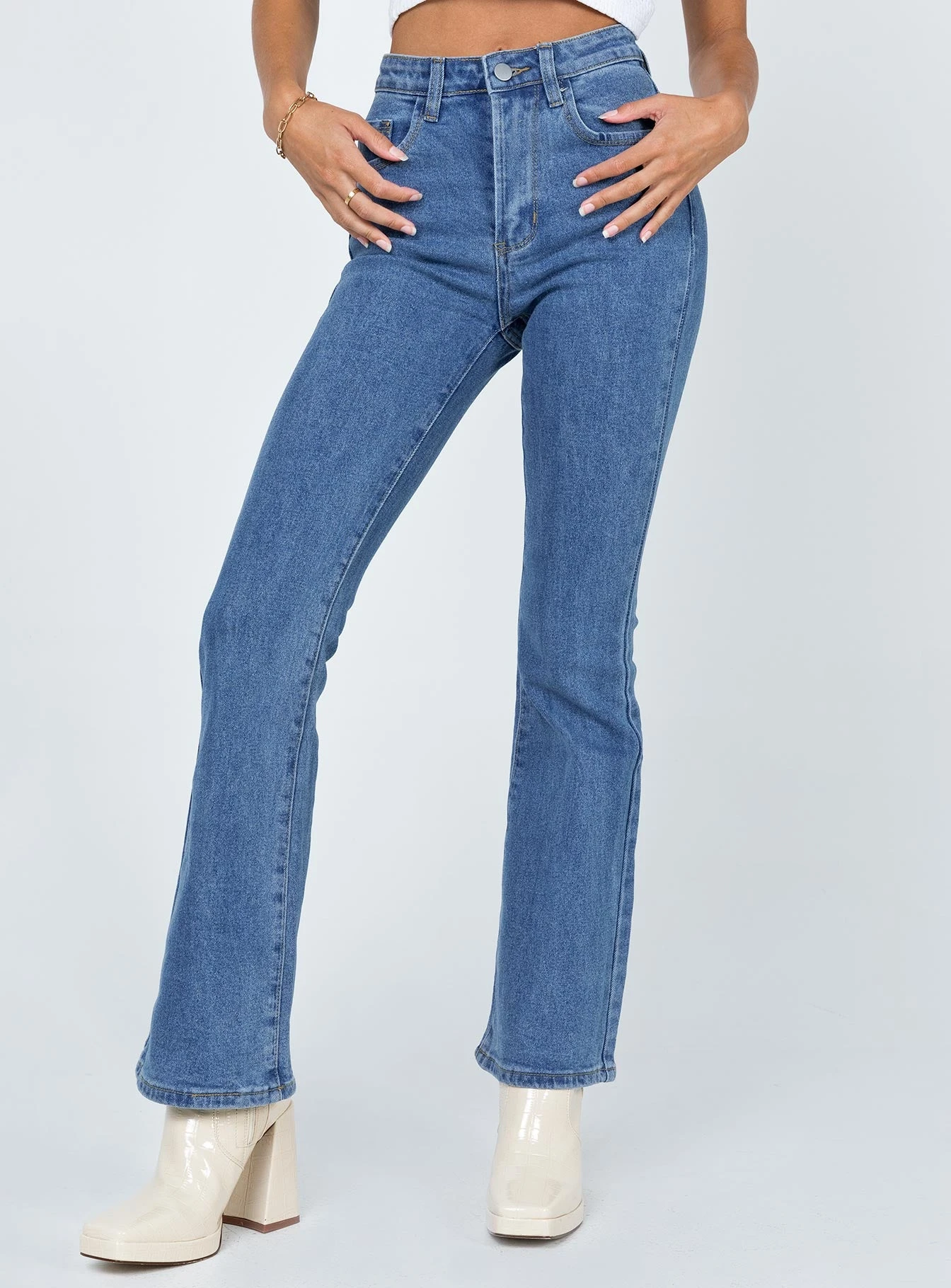Princess Polly Dark Wash Flare Jean Denim 6 Princess Polly Dark Wash Flare Jean Denim - Image 4