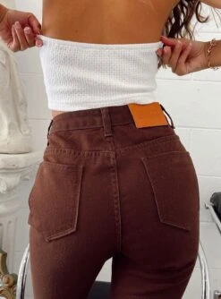 Princess Polly Dark Wash Flare Jeans Brown -Eva Style Shop 2 48a96472 9930 4e6f 8a90 bef634478955