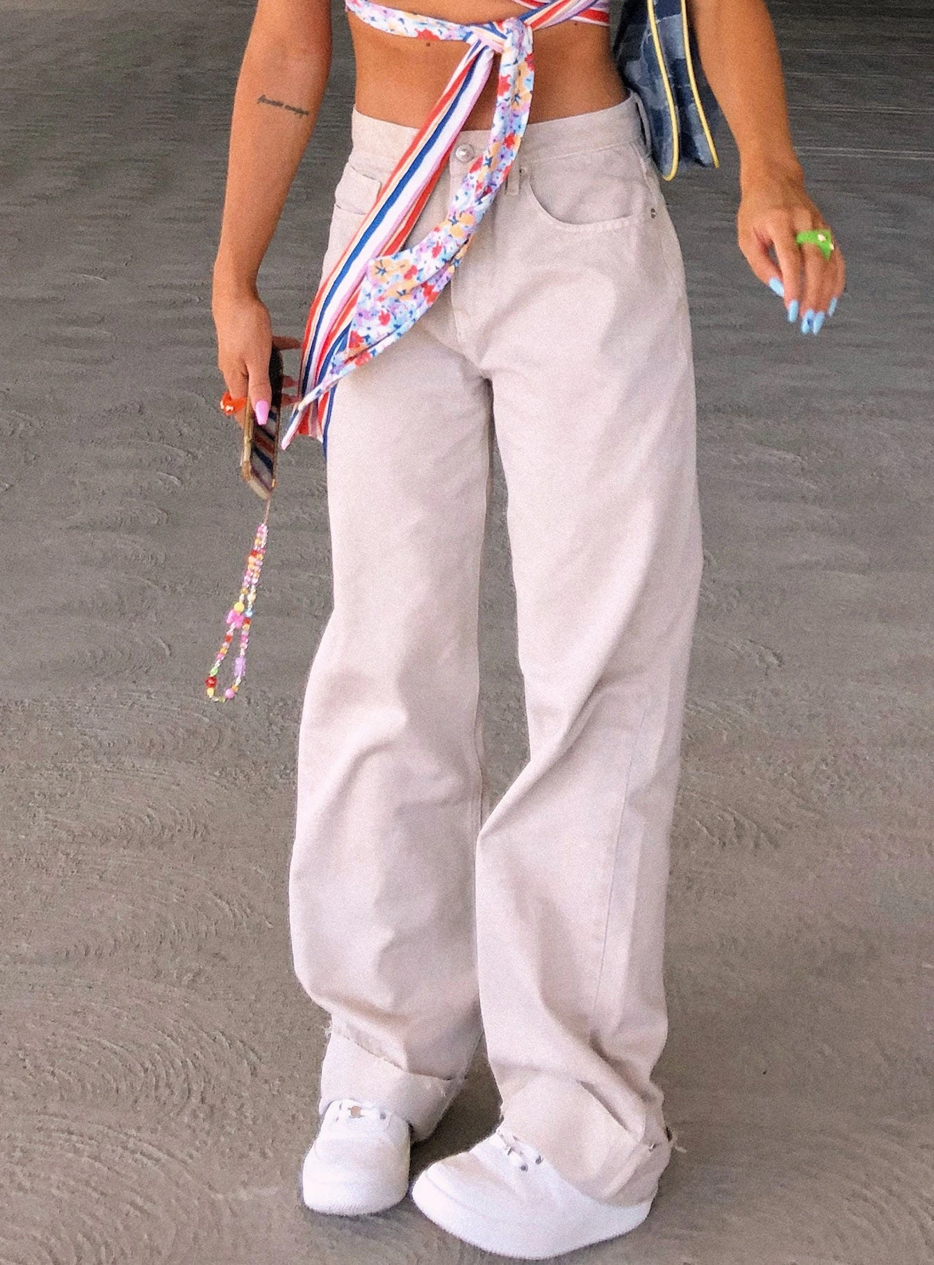 Princess Polly Cheerful Denim Jeans Cream 4 Princess Polly Cheerful Denim Jeans Cream - Image 2