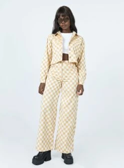 Princess Polly In Check Denim Jeans Beige -Eva Style Shop 2 e636c784 8c38 4350 b66c 17ca18aff65e