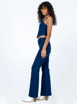 Princess Polly Buckley Denim Jeans Blue -Eva Style Shop 3 modelinfo Ariel us2