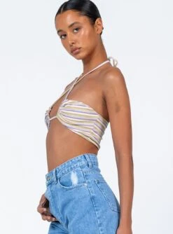 Princess Polly Zoie Top Beige Stripe -Eva Style Shop 3 modelinfo Bella us2 b17ab419 cfdb 46dc 8a91 76304e0ed379