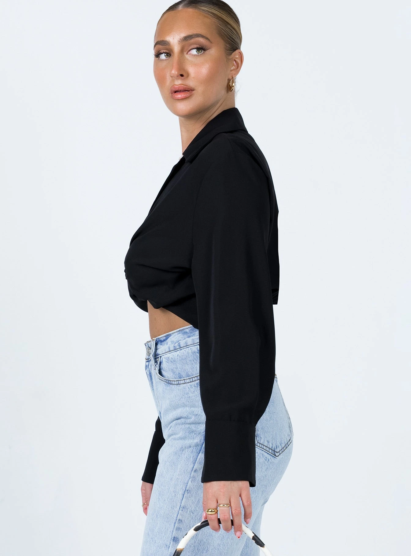 French Kiss Twist Shirt Black 7 French Kiss Twist Shirt Black - Image 5