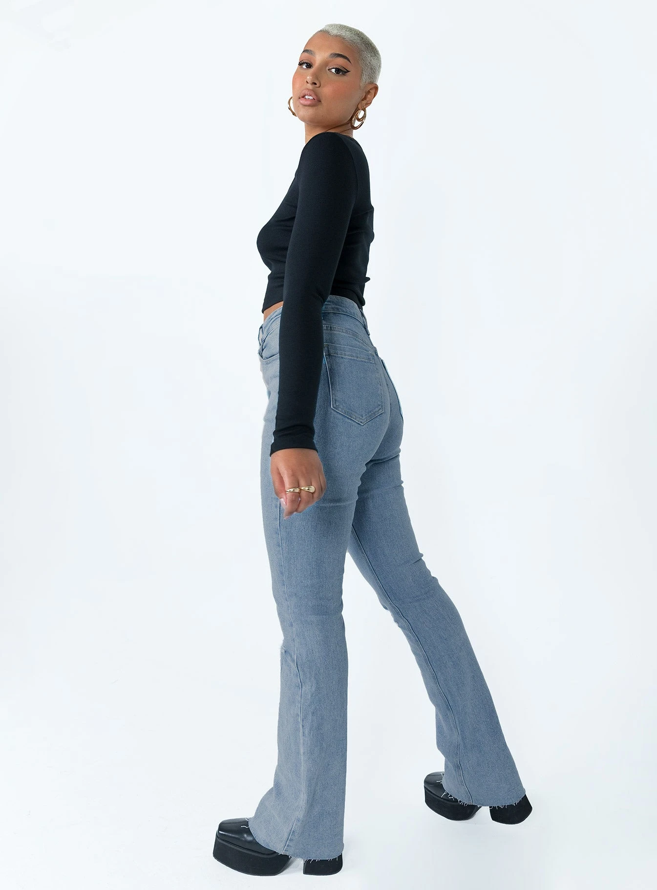 Princess Polly Mish High Rise Flare Jean Denim 5 Princess Polly Mish High Rise Flare Jean Denim - Image 3