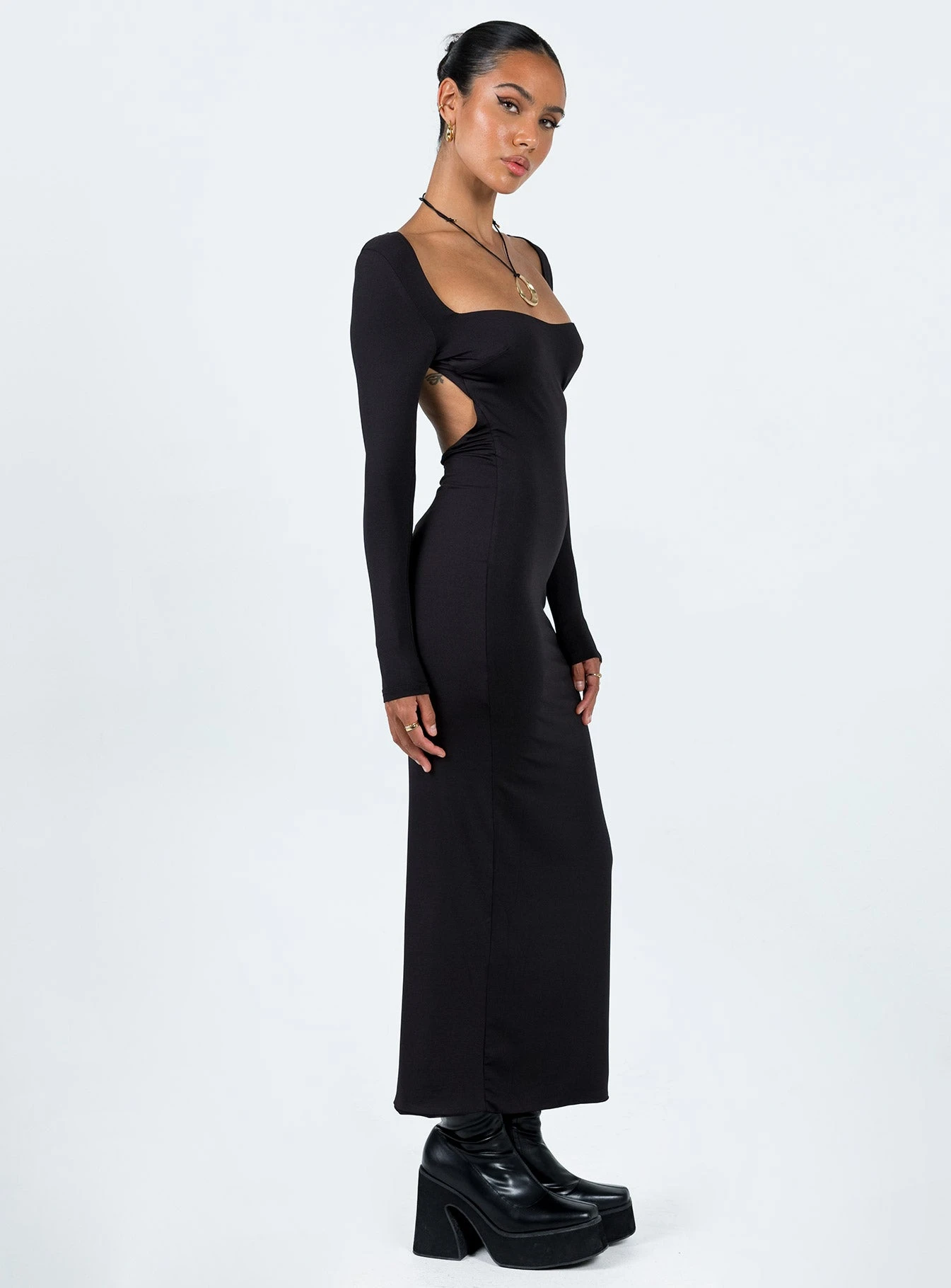 Dorado Long Sleeve Midi Dress Black 6 Dorado Long Sleeve Midi Dress Black - Image 4
