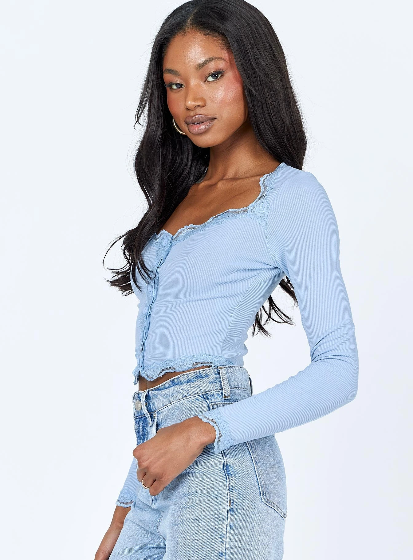 Princess Polly Rainey Long Sleeve Top Blue 5 Princess Polly Rainey Long Sleeve Top Blue - Image 3