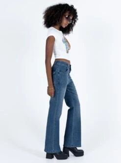 Princess Polly Carvalho Flare Jeans Mid Wash Denim -Eva Style Shop 3 modelinfo alexa us2 63400593 e79b 4931 ba45 222264ec717b