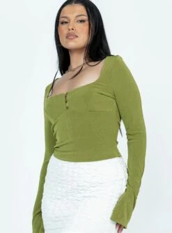 Kentia Long Sleeve Top Green -Eva Style Shop 3 modelinfo alicia us8 4a1c5b18 caab 4e2d 97eb 1e3963536a95