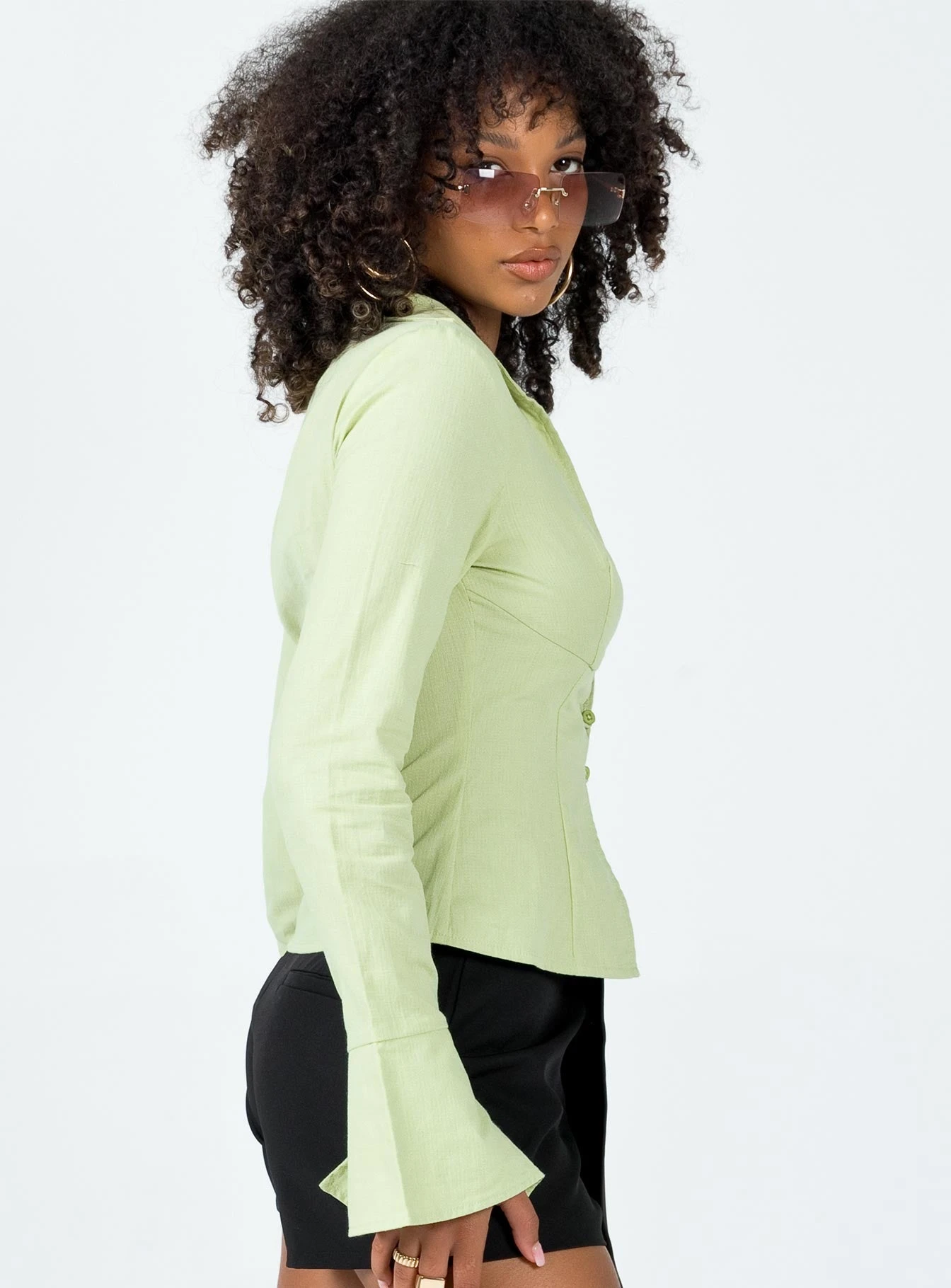 Princess Polly Nial Long Sleeve Top Green 6 Princess Polly Nial Long Sleeve Top Green - Image 4