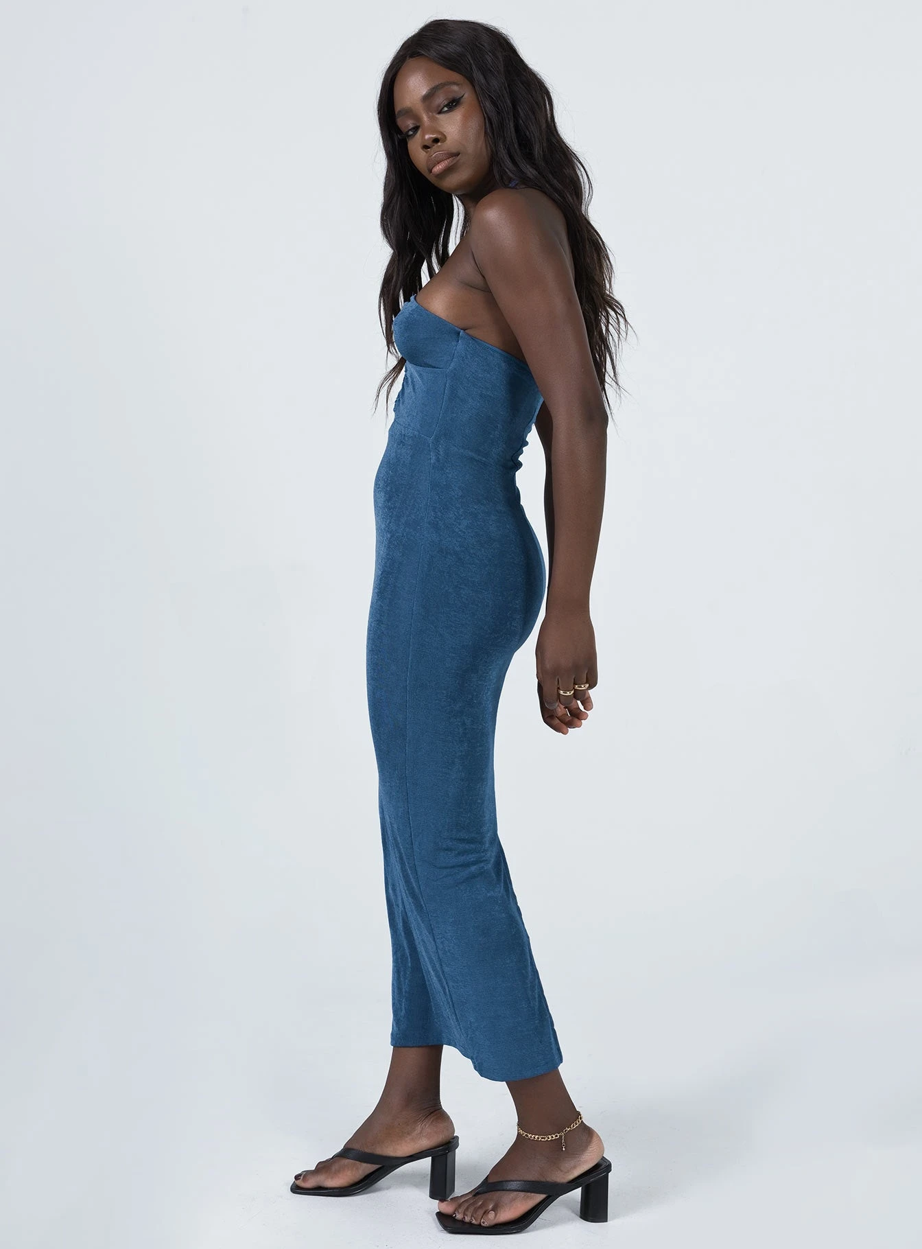 Princess Polly Zamia Midi Dress Blue 6 Princess Polly Zamia Midi Dress Blue - Image 4