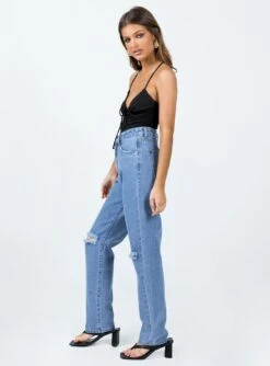 Princess Polly I'm Fine Mom Jeans Mid Wash Denim -Eva Style Shop 3 modelinfo elise us2 85e97deb a789 47a6 b33e 4e81a13a79a2