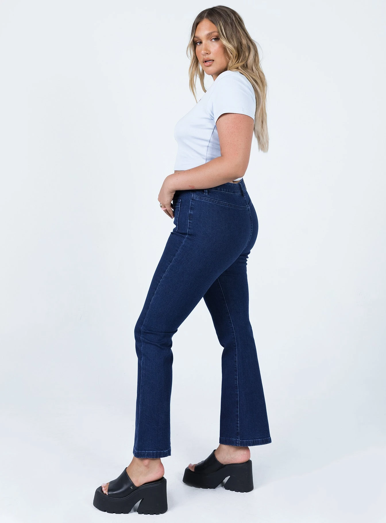 Princess Polly Dalta Mid Rise Flare Denim Jeans 5 Princess Polly Dalta Mid Rise Flare Denim Jeans - Image 3