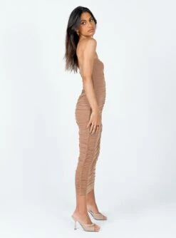 Princess Polly Dania Midi Dress Brown -Eva Style Shop 3 modelinfo jess us2 d21956bd 92b9 447a 8cc2 a2f184a1387a