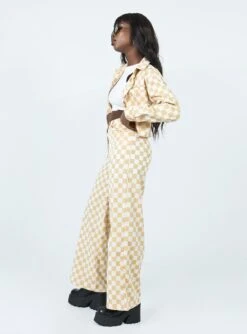 Princess Polly In Check Denim Jeans Beige -Eva Style Shop 3 110467f1 99ae 41fd 955d b7f80097c2d3