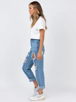 Princess Polly Lazulli Ripped Jeans Mid Wash Denim 8 Princess Polly Lazulli Ripped Jeans Mid Wash Denim -Eva Style Shop 3 131 344