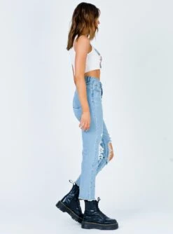 Princess Polly Erissa Knee Rip Jeans Light Wash Denim -Eva Style Shop 3 1900c50f 67e2 49c9 bc94 3d5add86e96a