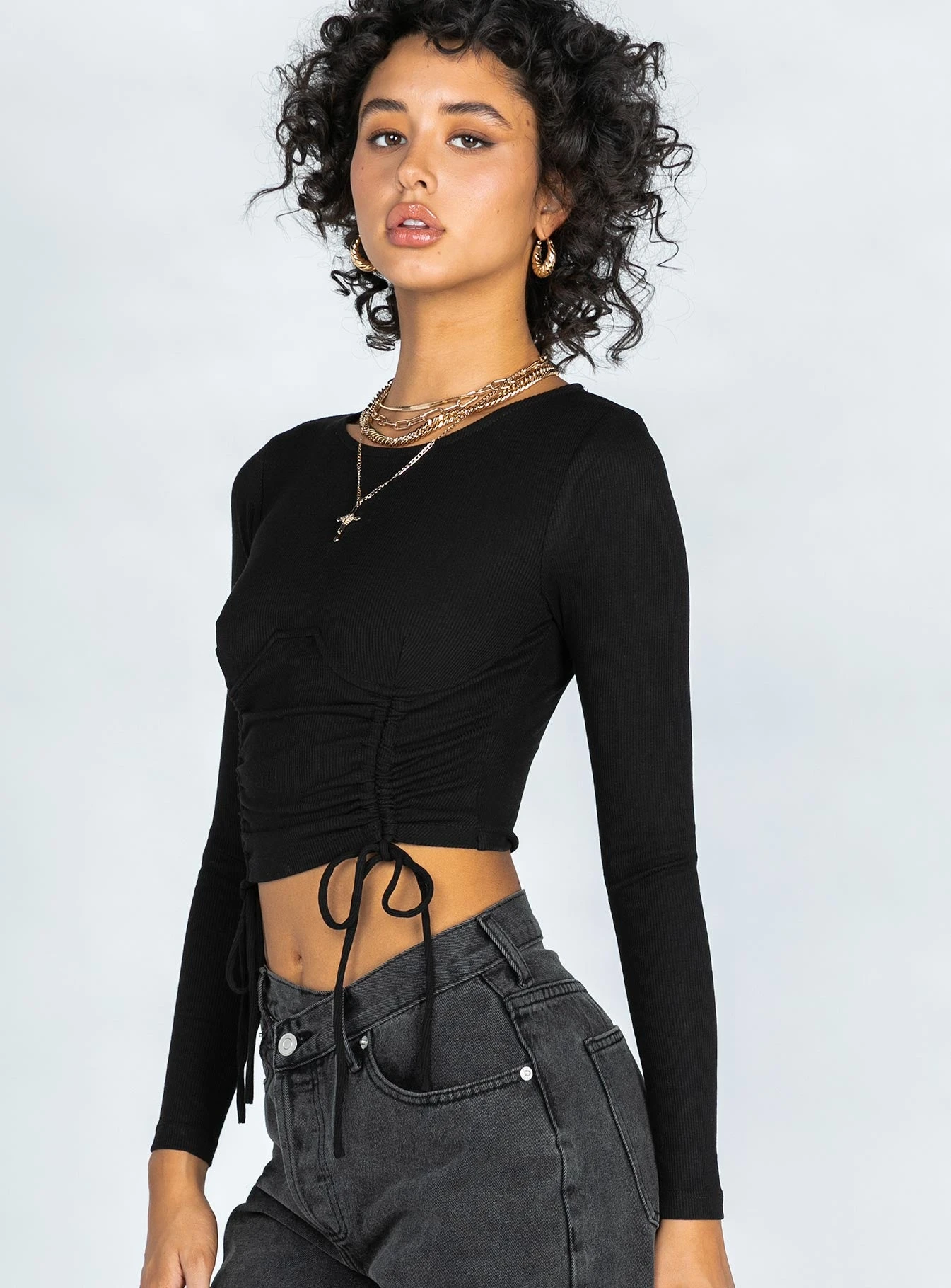 Princess Polly Stormi Long Sleeve Top Black 5 Princess Polly Stormi Long Sleeve Top Black - Image 3