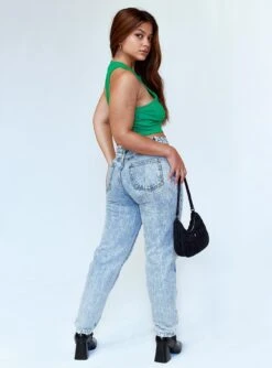 Princess Polly Zaiden Straight Leg Jeans Light Wash Denim 12 Princess Polly Zaiden Straight Leg Jeans Light Wash Denim -Eva Style Shop 4 modelinfo Jarline us6 3
