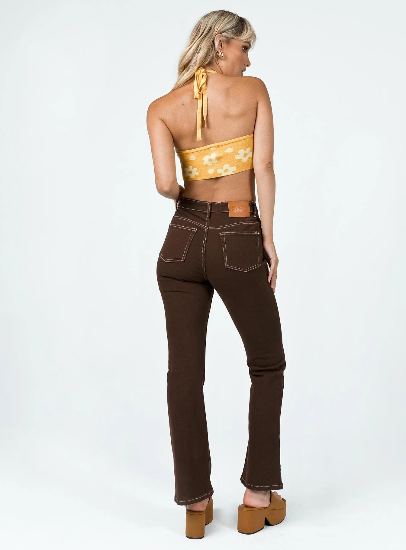 Princess Polly Eltham Contrast Stitch Denim Jeans Brown 8 Princess Polly Eltham Contrast Stitch Denim Jeans Brown - Image 6