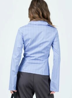Princess Polly Anni Stripe Shirt Pinstripe Blue -Eva Style Shop 4 modelinfo elise us2 8d4484aa f7f6 4af4 9c4d 9792848fdbfa