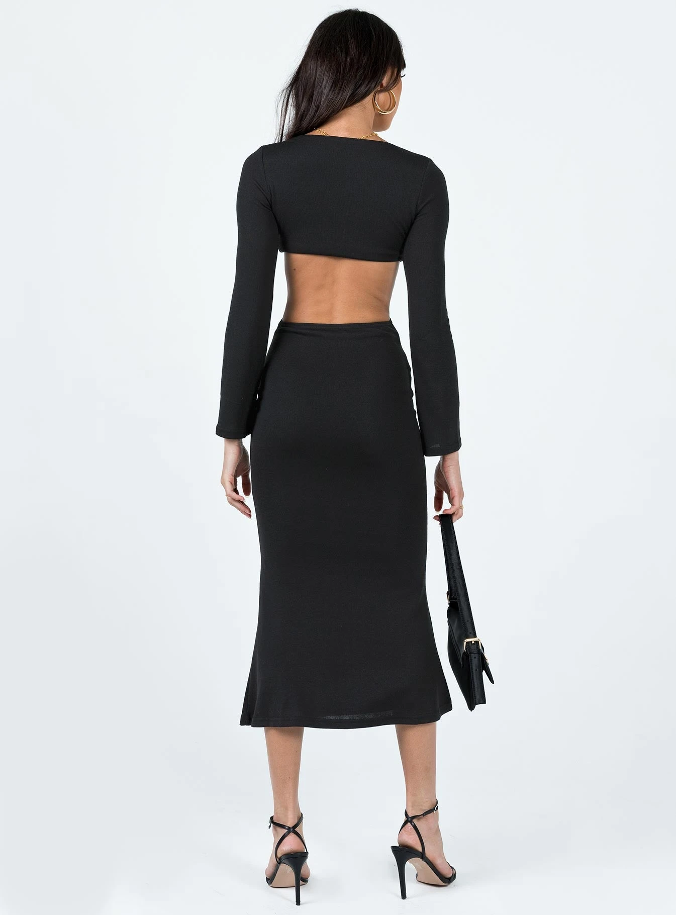 Princess Polly Jocelyn Cut Out Long Sleeve Midi Dress Black 7 Princess Polly Jocelyn Cut Out Long Sleeve Midi Dress Black - Image 5
