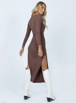 Princess Polly Elisha Long Sleeve Midi Dress Chocolate -Eva Style Shop 4 0e97a39c 8b7f 489c 9f31 359c67b3c5df