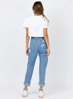 Princess Polly Lazulli Ripped Jeans Mid Wash Denim 9 Princess Polly Lazulli Ripped Jeans Mid Wash Denim -Eva Style Shop 4 110 330