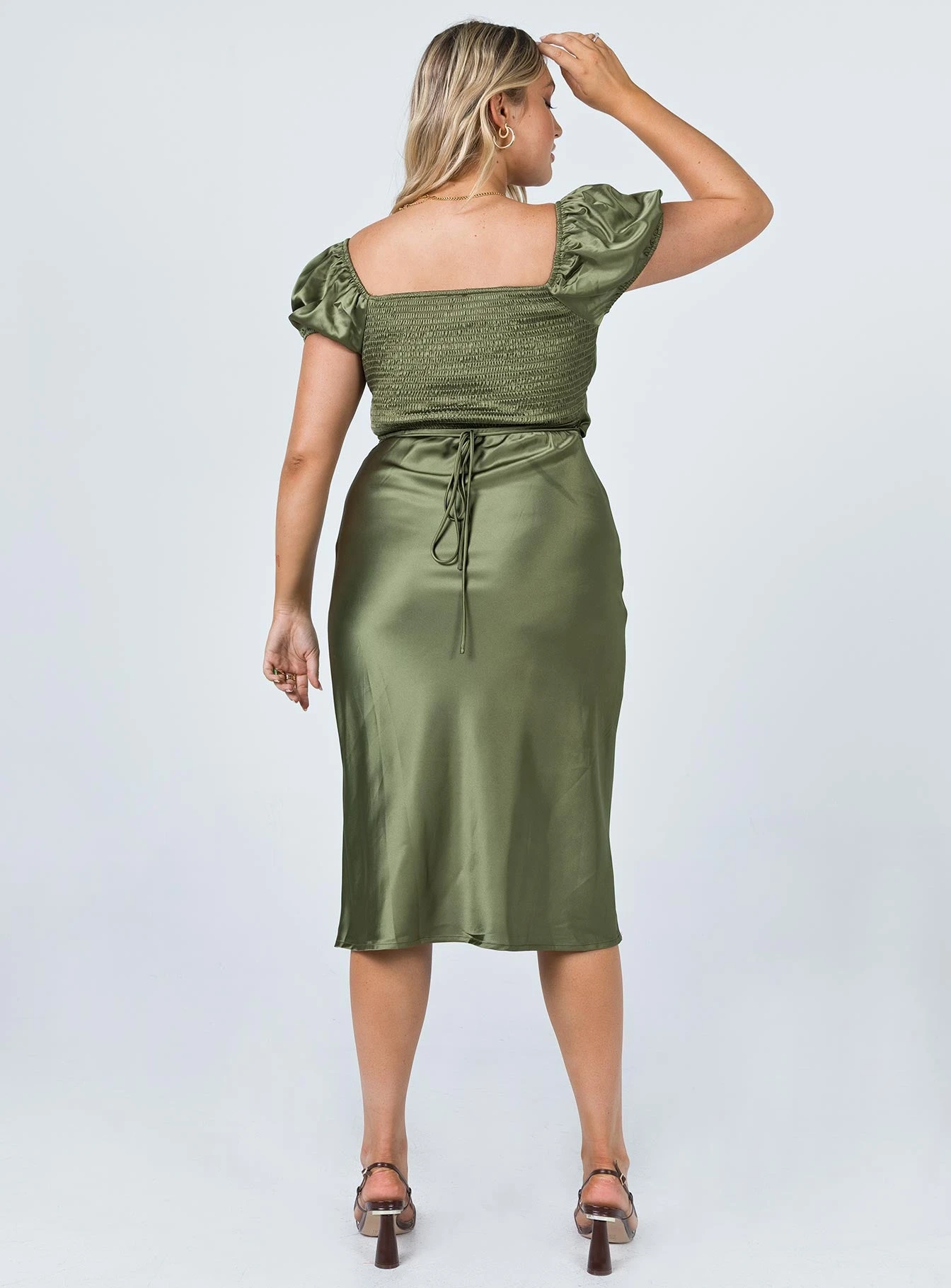 Princess Polly Nakita Midi Dress Khaki 7 Princess Polly Nakita Midi Dress Khaki - Image 5