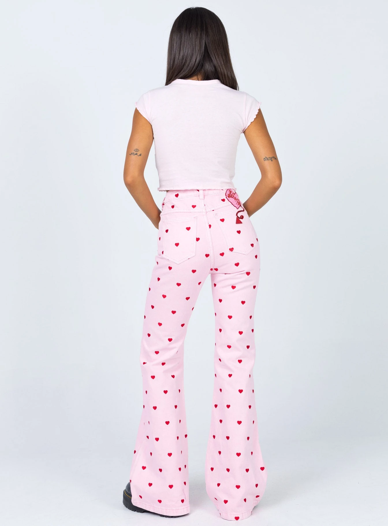Abrand Double Oh Flare Jeans Pink Heart 7 Abrand Double Oh Flare Jeans Pink Heart - Image 5