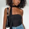Princess Polly Zilber Scarf Tube Top Black