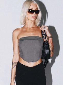 Princess Polly Alma Strapless Top Slate