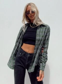 Princess Polly Nora Shirt Forest Green