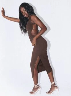 Princess Polly Lainey Midi Dress Brown 13 Princess Polly Lainey Midi Dress Brown -Eva Style Shop Lainey Midi Dress Brown 6 copy