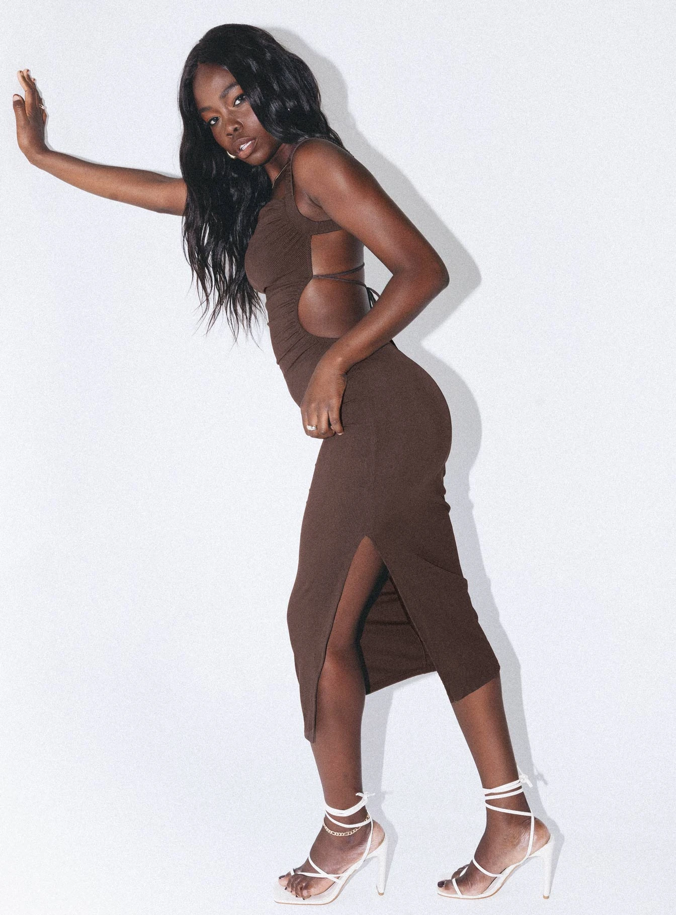 Princess Polly Lainey Midi Dress Brown 8 Princess Polly Lainey Midi Dress Brown - Image 6