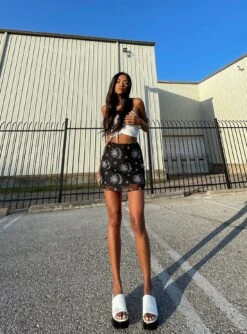 Princess Polly Moon Walker Mini Skirt -Eva Style Shop Moon Walker Mini Skirt Britta Platform Heels White