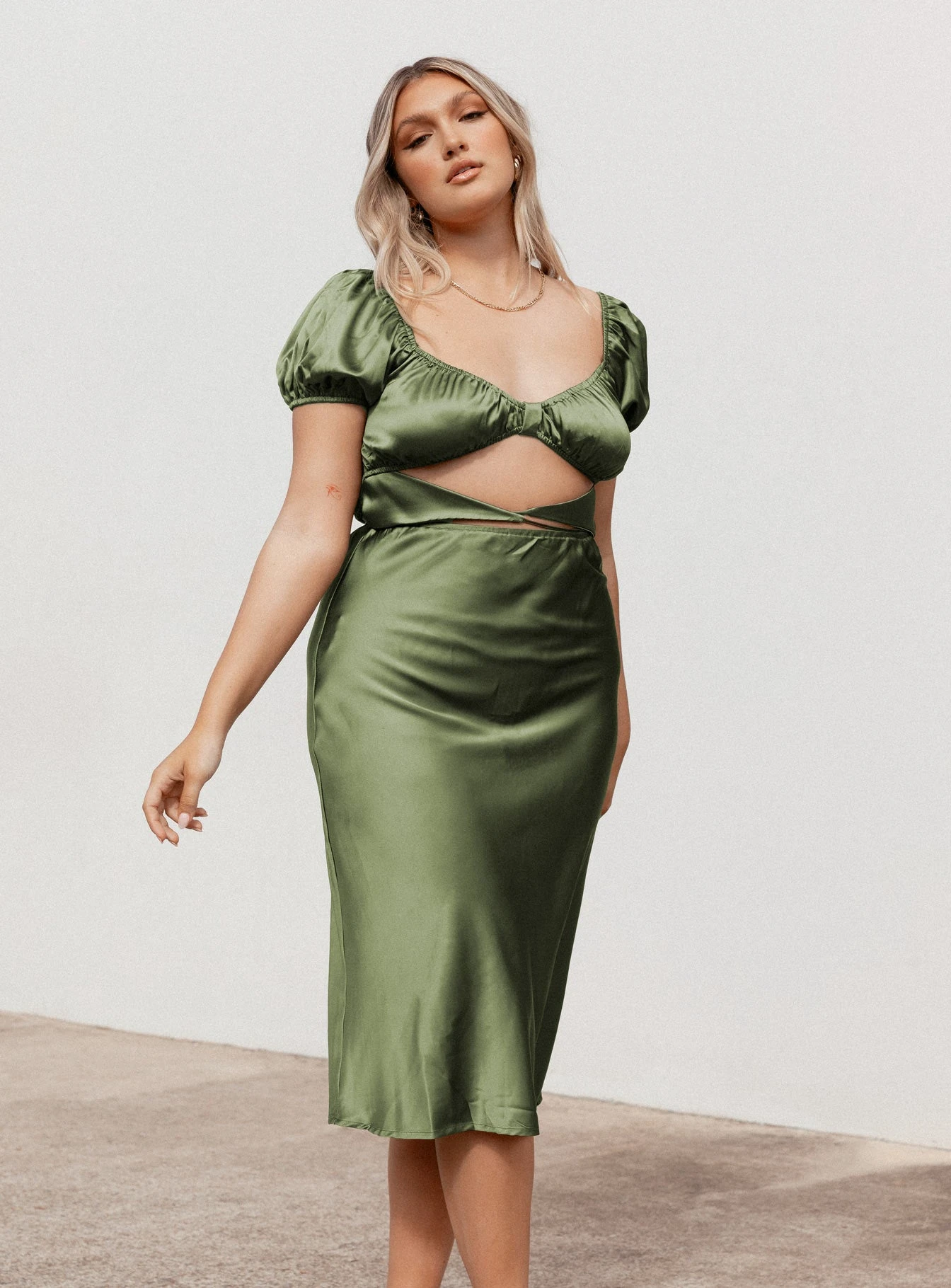 Princess Polly Nakita Midi Dress Khaki 3 Princess Polly Nakita Midi Dress Khaki