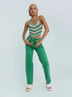 Princess Polly Ocena Denim Jeans Green