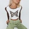 Princess Polly Soar Long Sleeve Top White / Brown