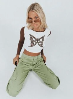 Princess Polly Soar Long Sleeve Top White / Brown -Eva Style Shop Soar Long Sleeve Top White and Brown 4