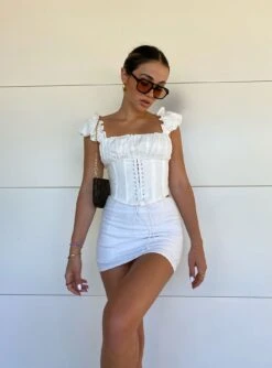 Princess Polly Selby Mini Skirt White -Eva Style Shop bella spence SELBY MINI SKIRT WHITE AU4