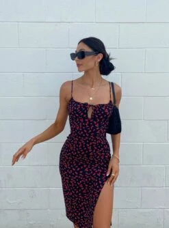 Princess Polly Noda Midi Dress Black/Red 16 Princess Polly Noda Midi Dress Black/Red -Eva Style Shop graciee.hurley Noda Midi Dress US2